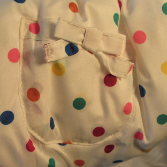 Gymboree 12-24 Mos Girls Puffy Hooded Vest White w\ Multi-Colored Pokka … - Picture 3 of 5